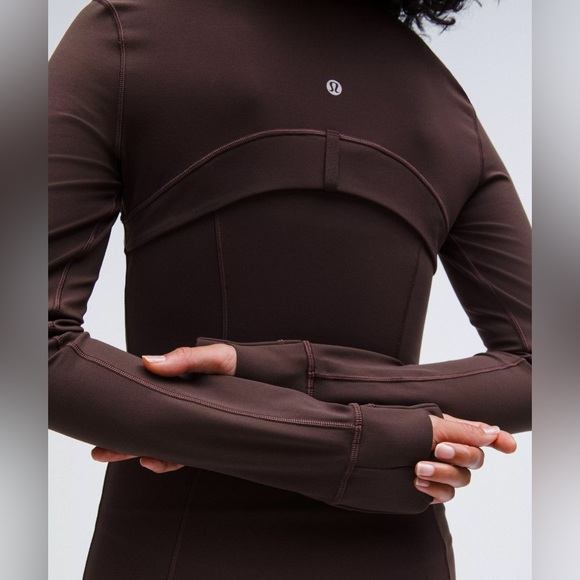 Lululemon•Define Long-Sleeve Dress *Luon Zip Front Contour•BNWT•Brown Sz 4 - Picture 5 of 9